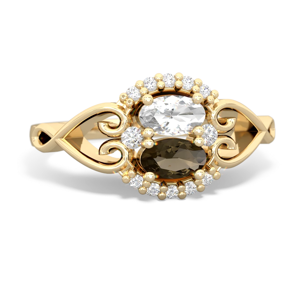 White Topaz Love Nest 14K Yellow Gold ring R5860