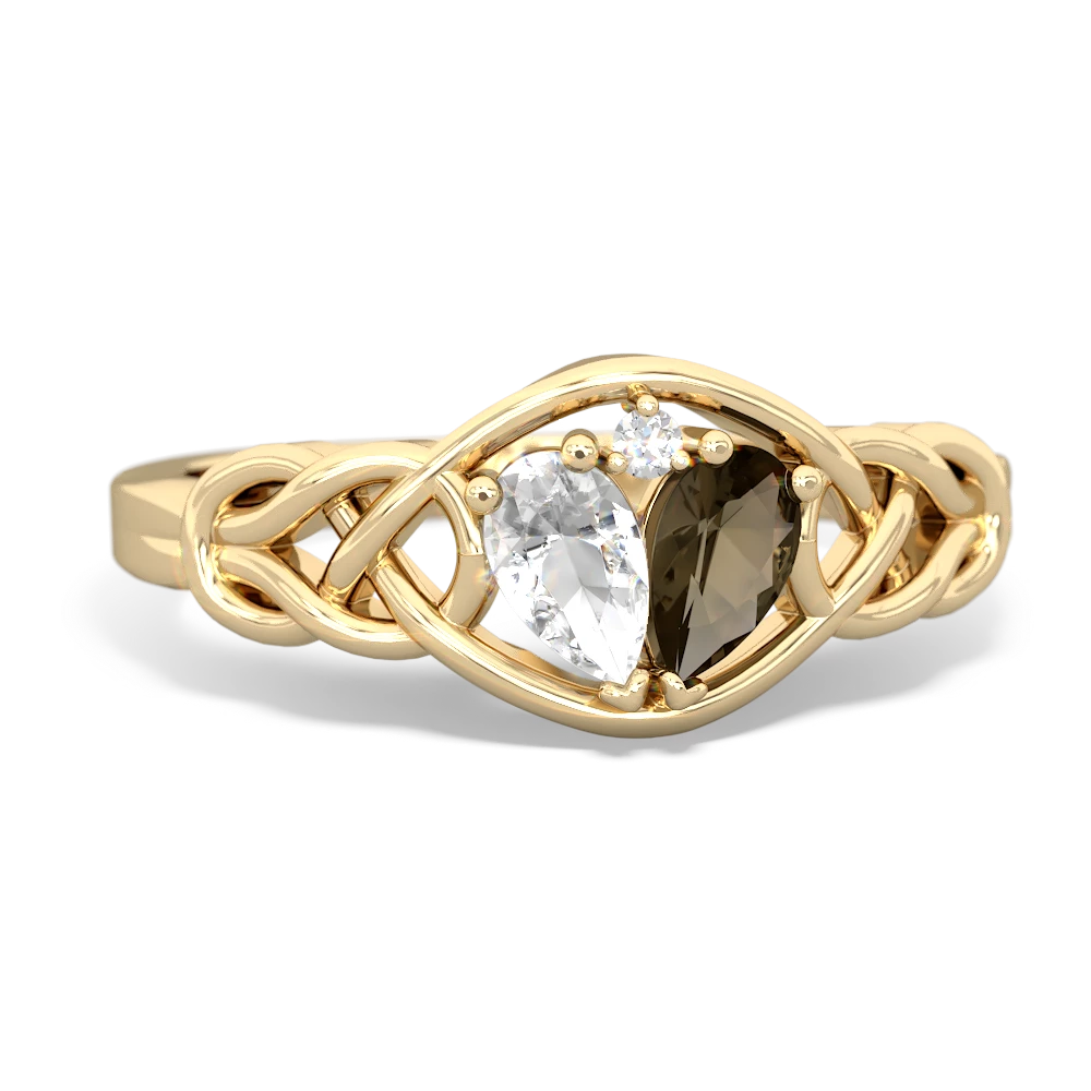 White Topaz Celtic Love Knot 14K Yellow Gold ring R5420