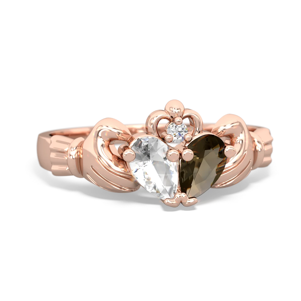 White Topaz 'Our Heart' Claddagh 14K Rose Gold ring R2388