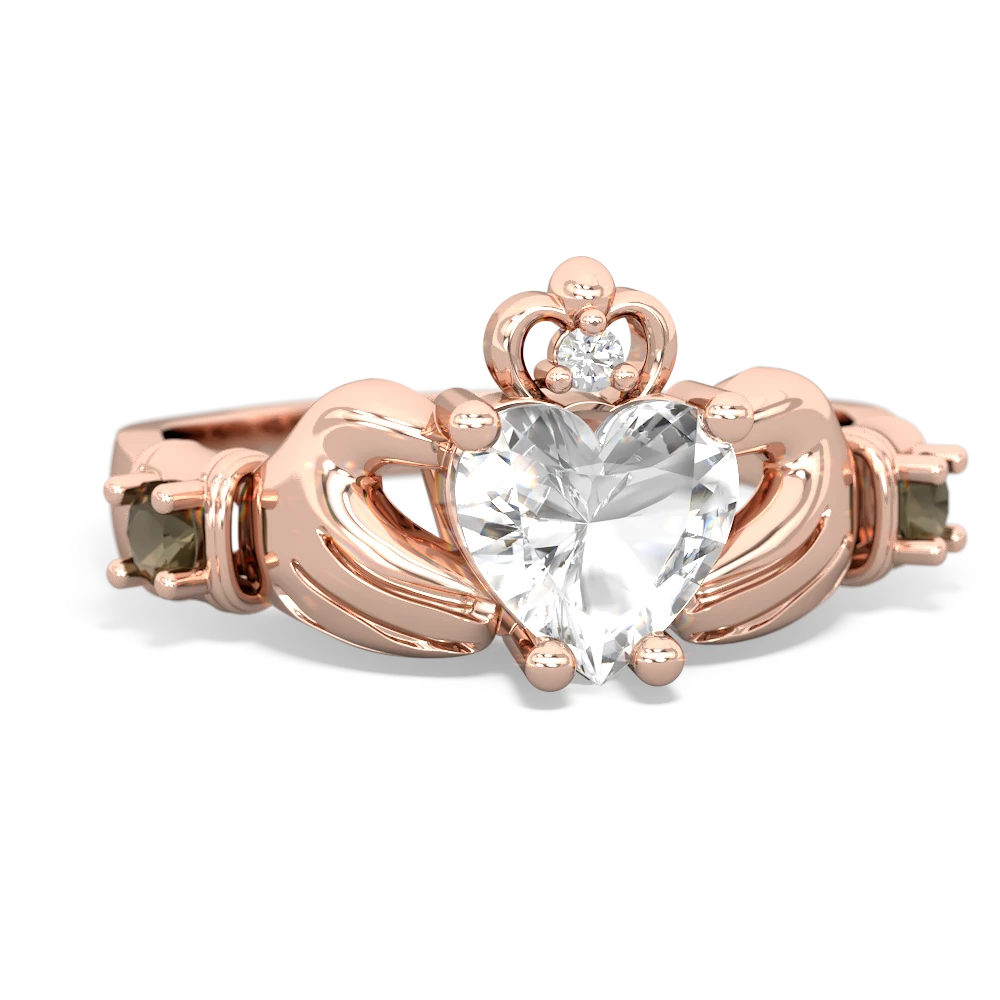 White Topaz Claddagh Keepsake 14K Rose Gold ring R5245