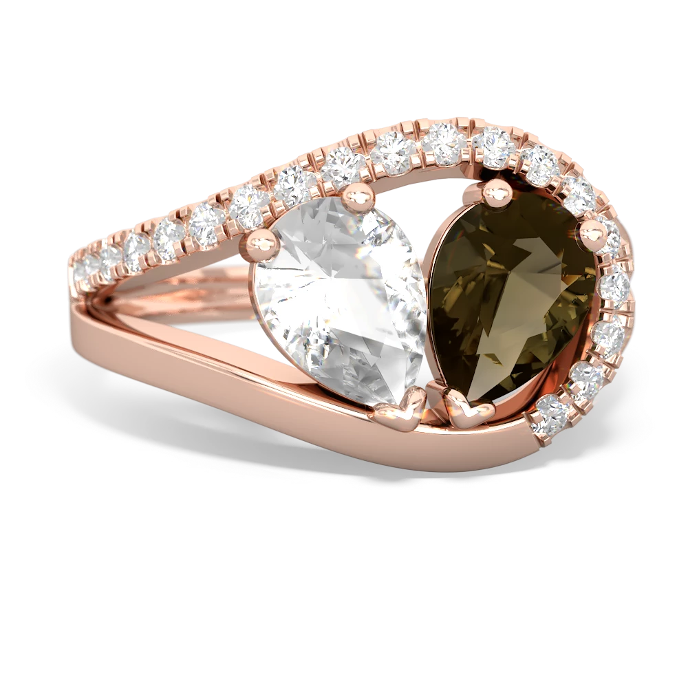 White Topaz Nestled Heart Keepsake 14K Rose Gold ring R5650