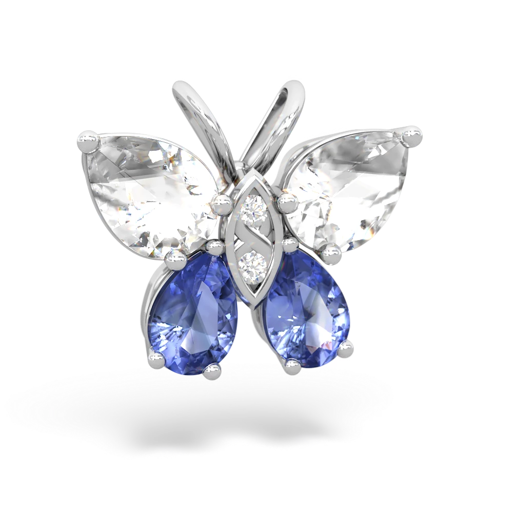 White Topaz Butterfly 14K White Gold pendant P2215