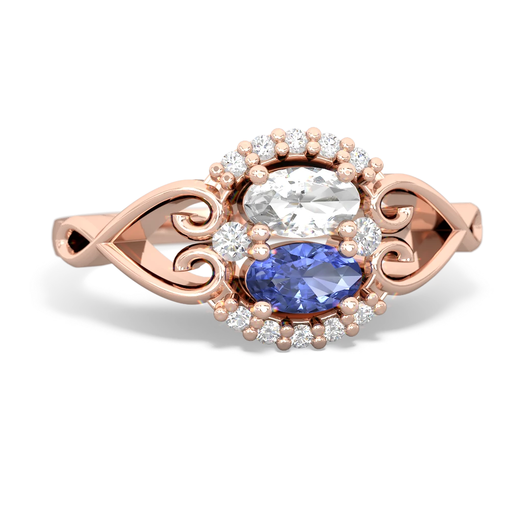 White Topaz Love Nest 14K Rose Gold ring R5860