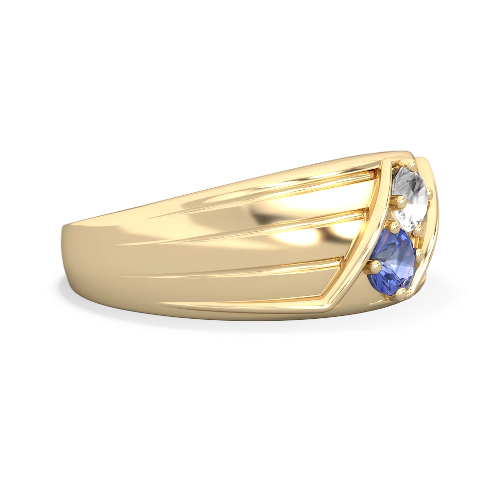 White Topaz Men's Streamline 14K Yellow Gold ring R0460