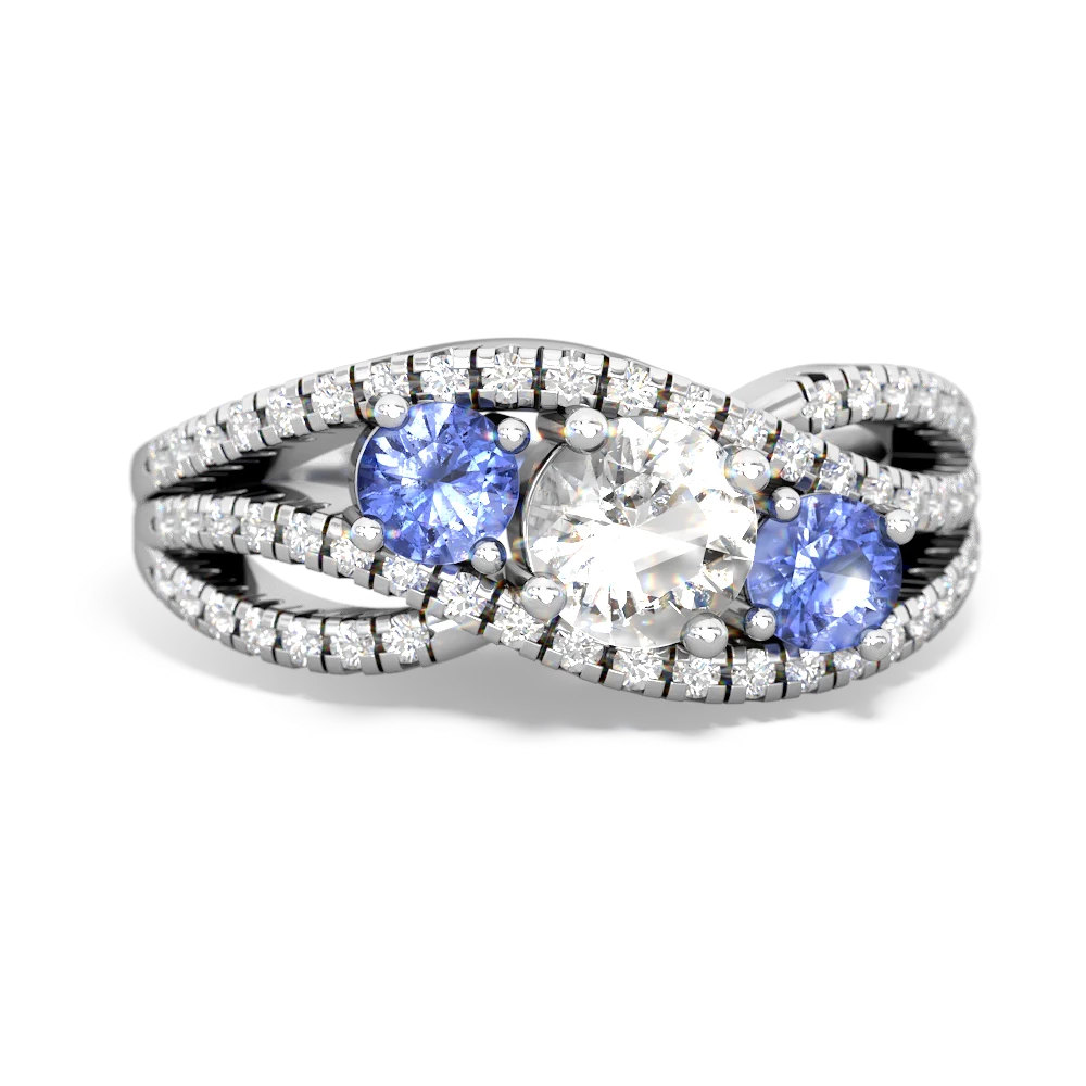 White Topaz Three Stone Aurora 14K White Gold ring R3080