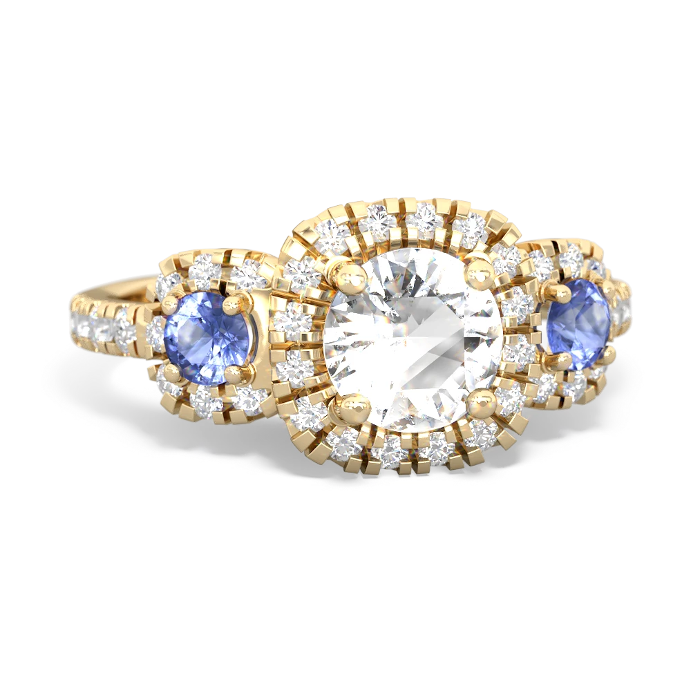 White Topaz Regal Halo 14K Yellow Gold ring R5350