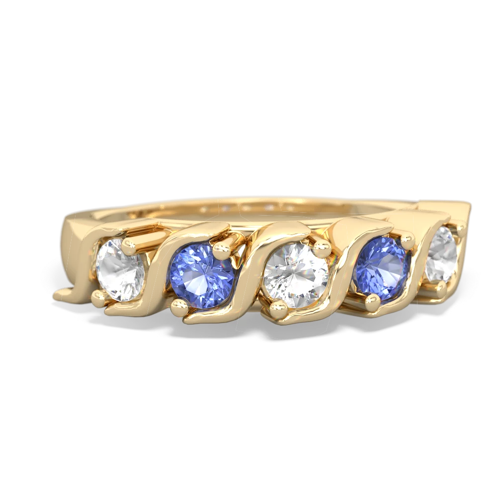 White Topaz Anniversary Band 14K Yellow Gold ring R2089