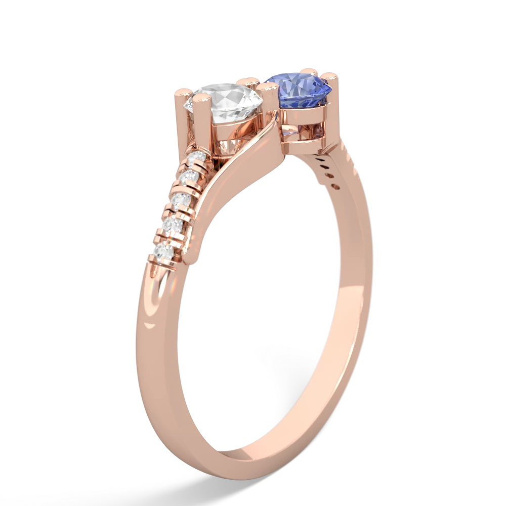 White Topaz Infinity Pave Two Stone 14K Rose Gold ring R5285