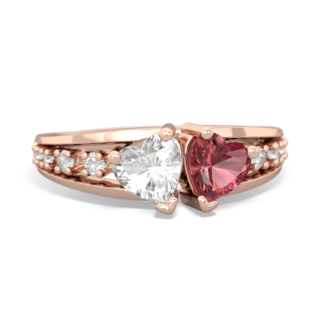 White Topaz Heart To Heart 14K Rose Gold ring R3342