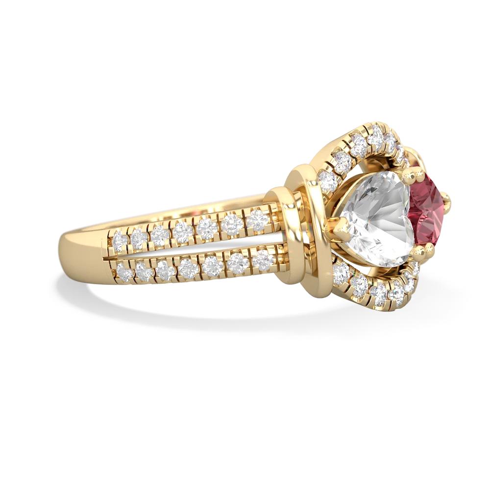 White Topaz Art-Deco Keepsake 14K Yellow Gold ring R5630