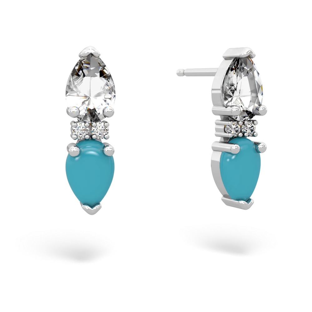 White Topaz Bowtie Drop 14K White Gold earrings E0865