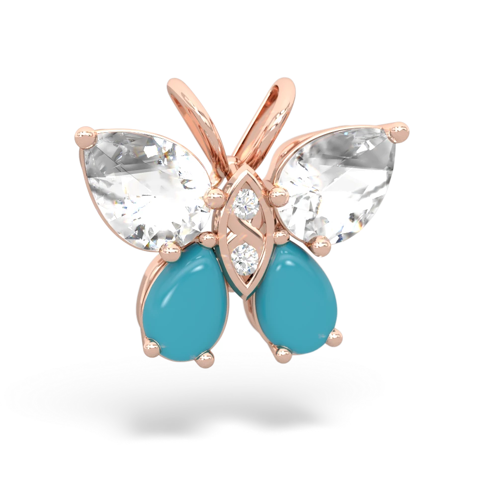 White Topaz Butterfly 14K Rose Gold pendant P2215