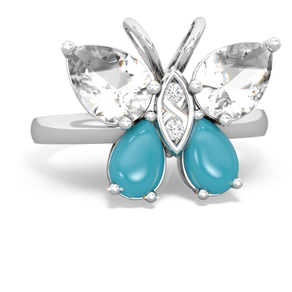 White Topaz Butterfly 14K White Gold ring R2215