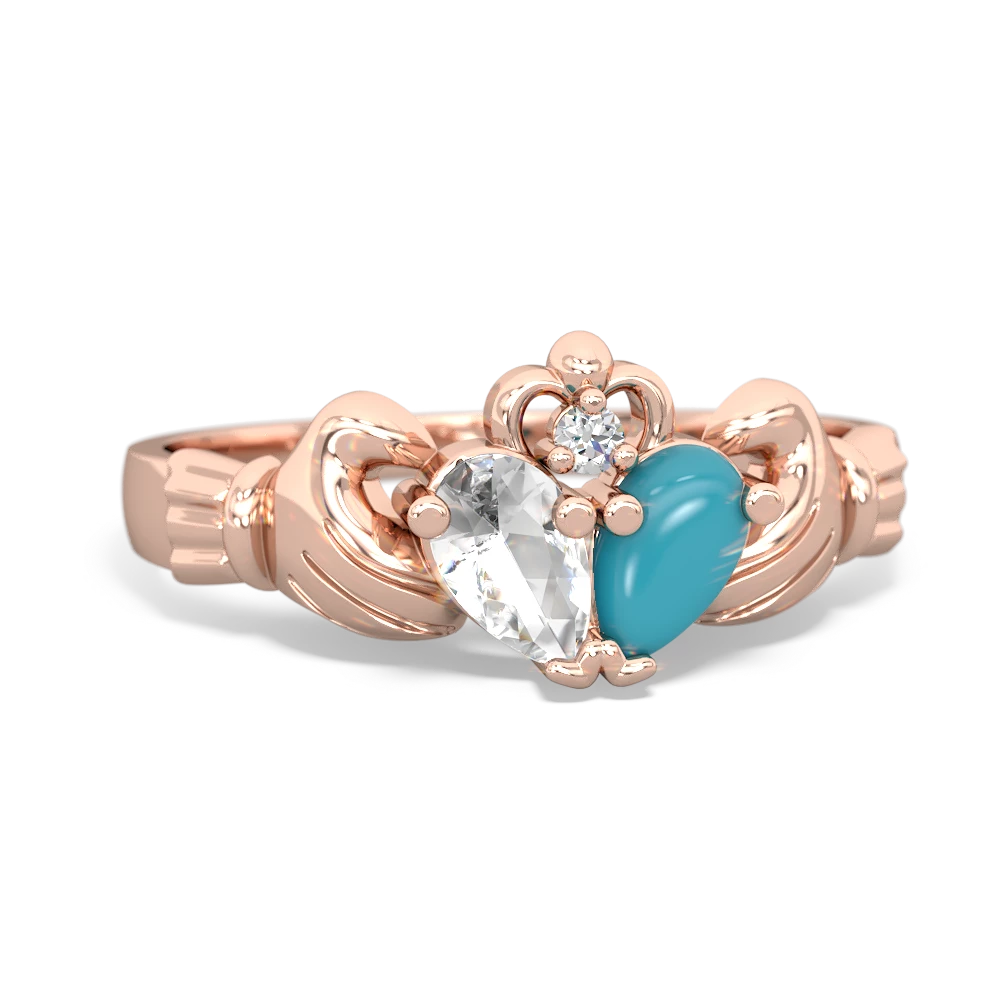 White Topaz 'Our Heart' Claddagh 14K Rose Gold ring R2388