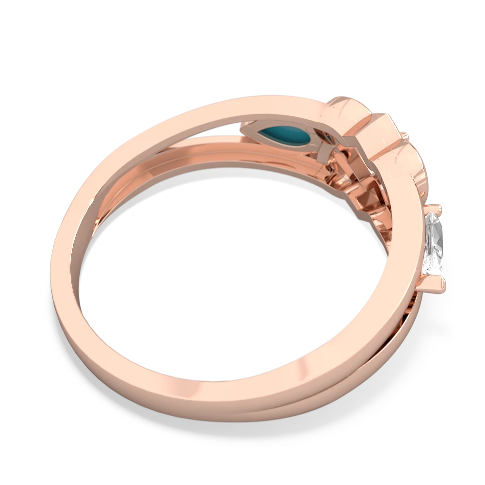 White Topaz Hearts Intertwined 14K Rose Gold ring R5880