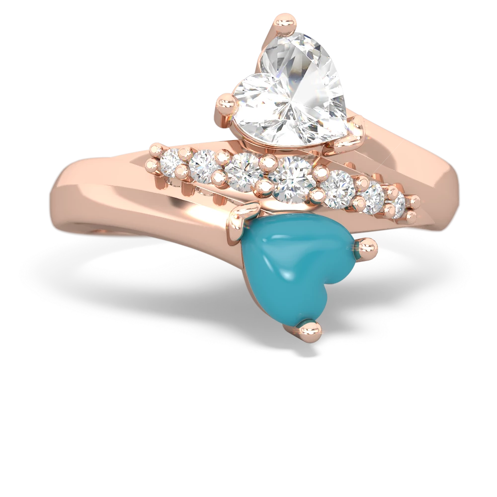 White Topaz Heart To Heart 14K Rose Gold ring R2064