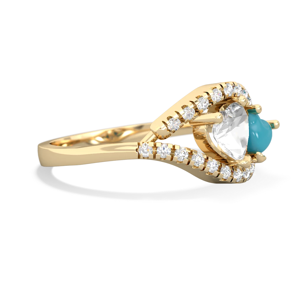 White Topaz Mother And Child 14K Yellow Gold ring R3010