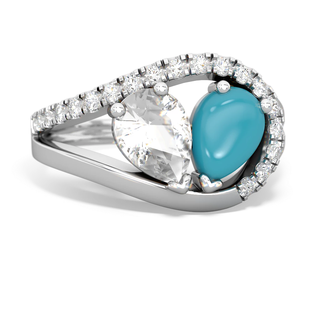 White Topaz Nestled Heart Keepsake 14K White Gold ring R5650