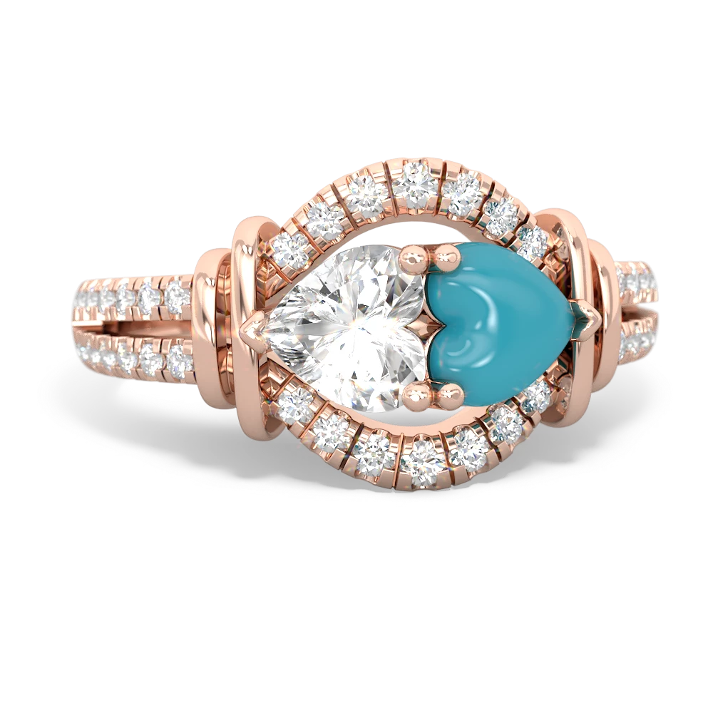 White Topaz Art-Deco Keepsake 14K Rose Gold ring R5630