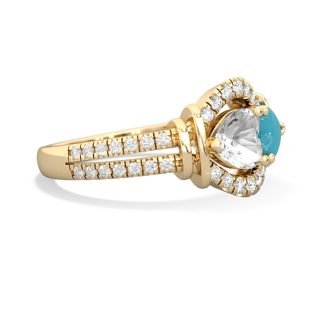 White Topaz Art-Deco Keepsake 14K Yellow Gold ring R5630