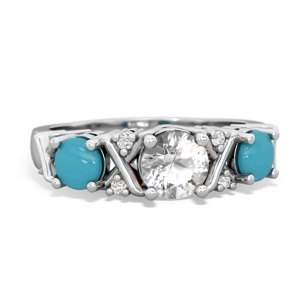 White Topaz Hugs And Kisses 14K White Gold ring R5016