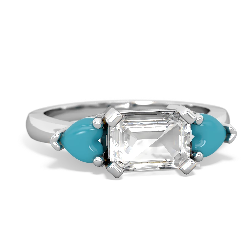 White Topaz Three Stone 14K White Gold ring R5235