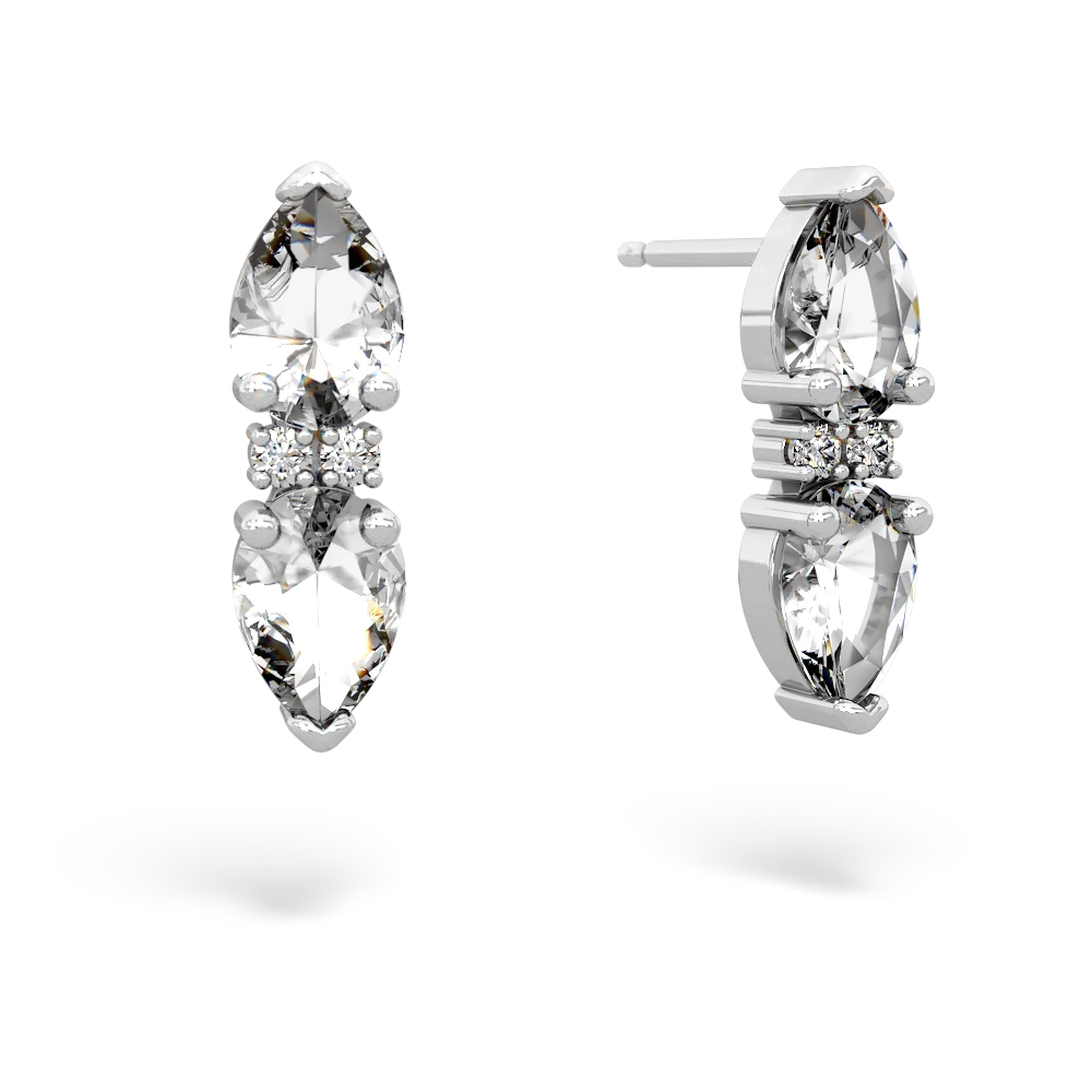 White Topaz Bowtie Drop 14K White Gold earrings E0865