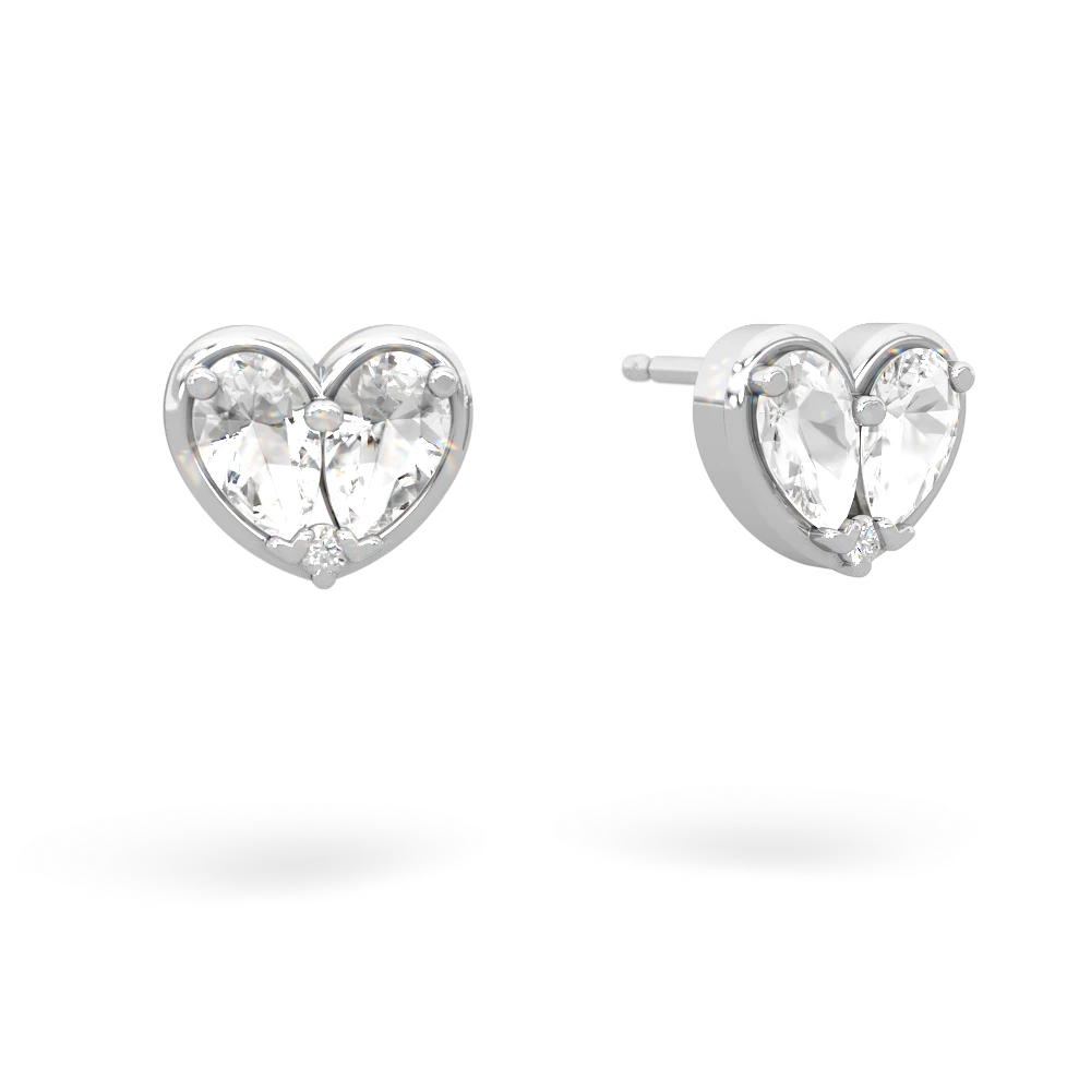 White Topaz 'Our Heart' 14K White Gold earrings E5072