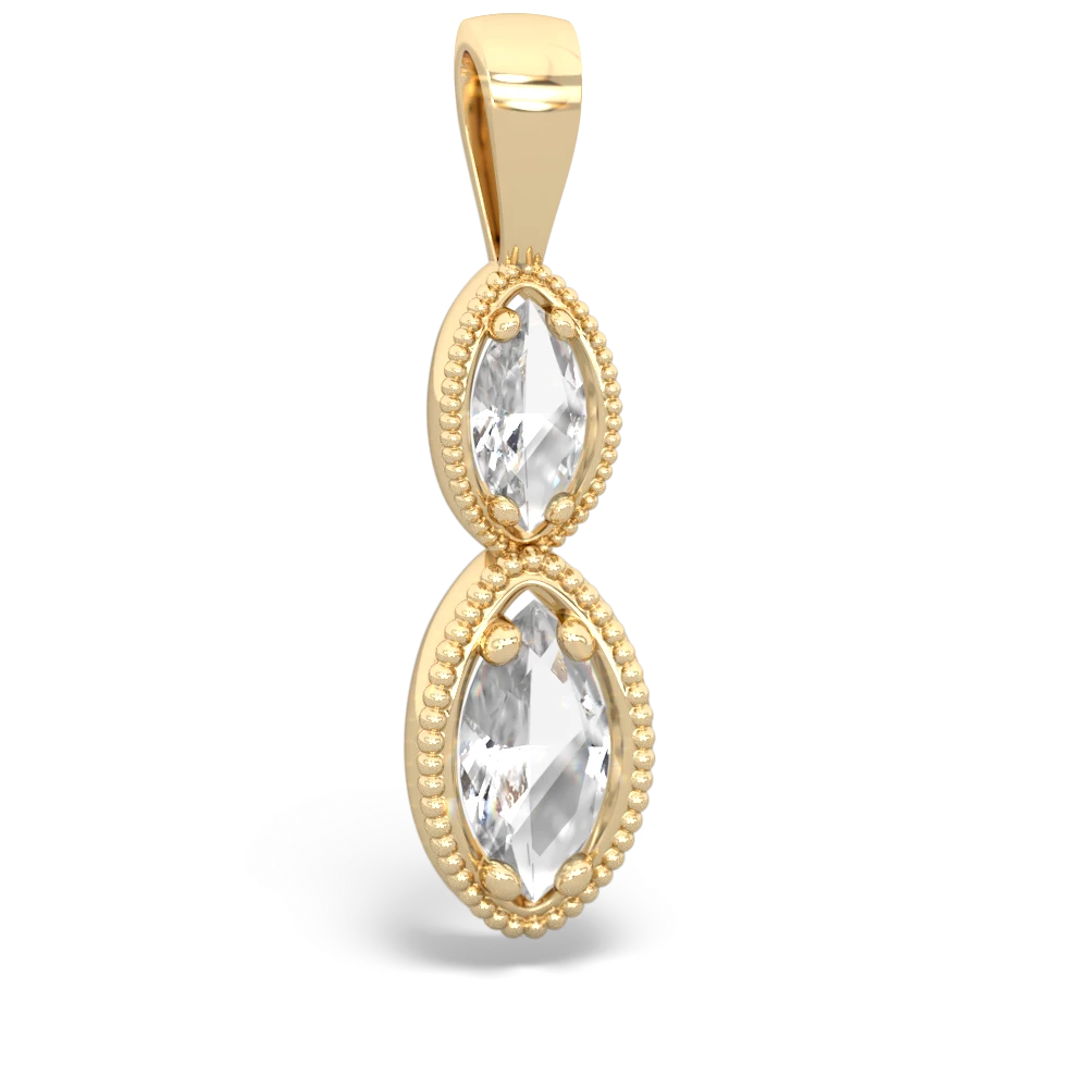 White Topaz Antique-Style Halo 14K Yellow Gold pendant P5700