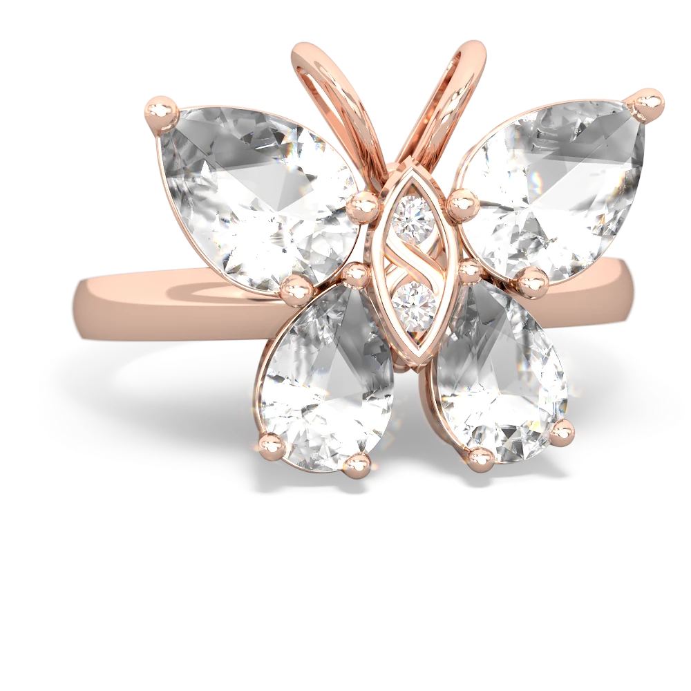 White Topaz Butterfly 14K Rose Gold ring R2215