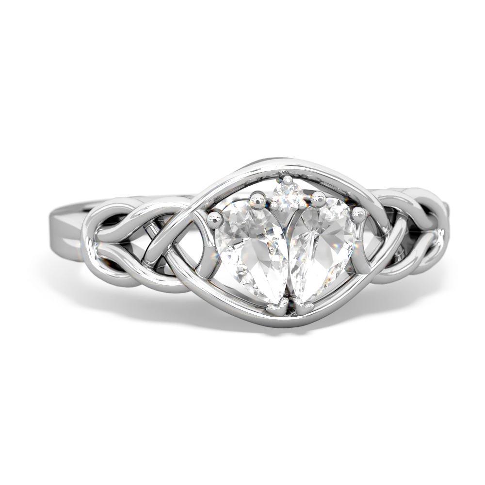 White Topaz Celtic Love Knot 14K White Gold ring R5420