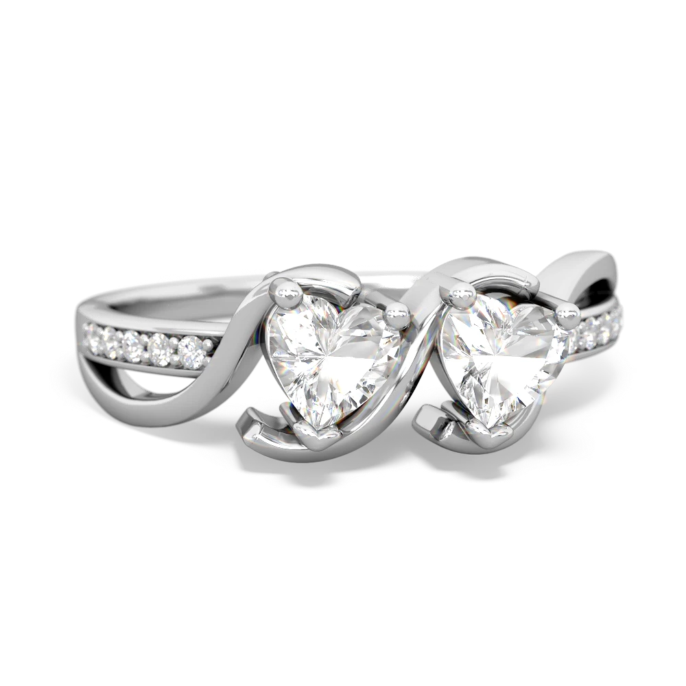 White Topaz Side By Side 14K White Gold ring R3090