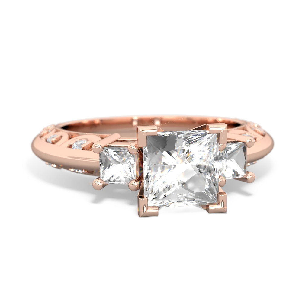 White Topaz Eternal Embrace Engagement 14K Rose Gold ring C2001