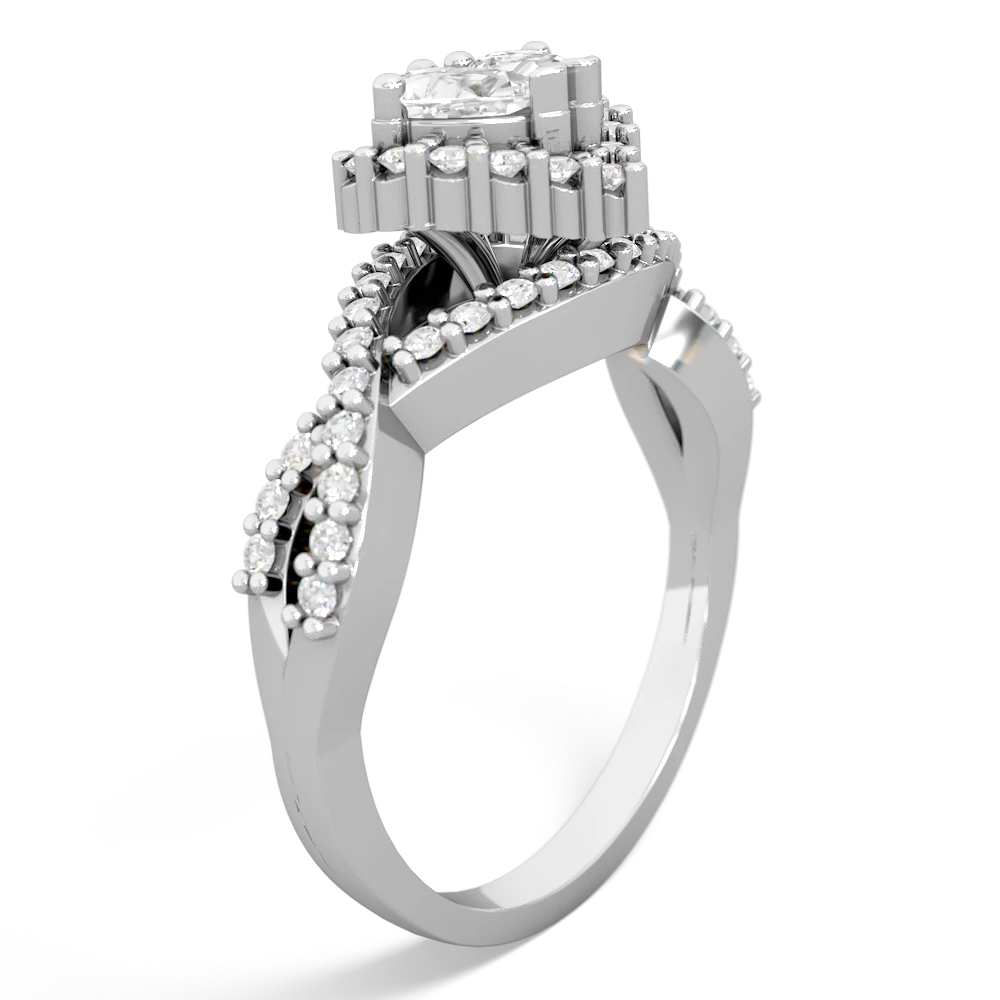 White Topaz Diamond Twist 'One Heart' 14K White Gold ring R2640HRT