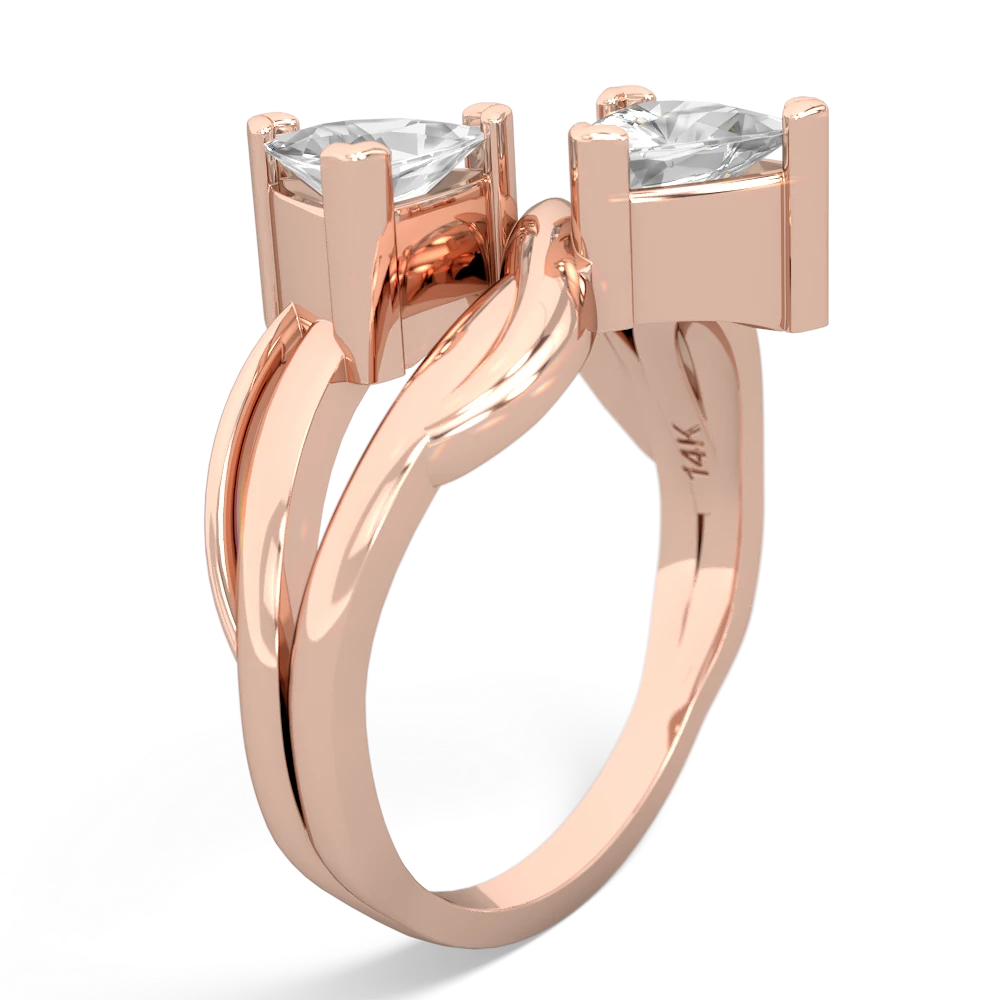 White Topaz Split Band Swirl 14K Rose Gold ring R2341