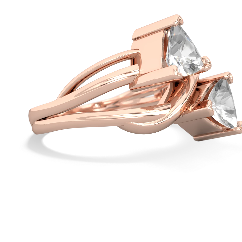 White Topaz Split Band Swirl 14K Rose Gold ring R2341