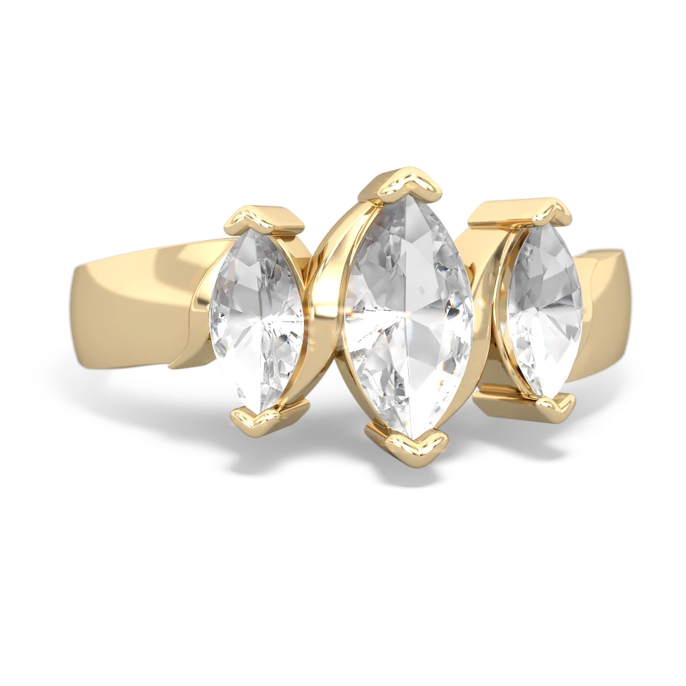 White Topaz Three Peeks 14K Yellow Gold ring R2433