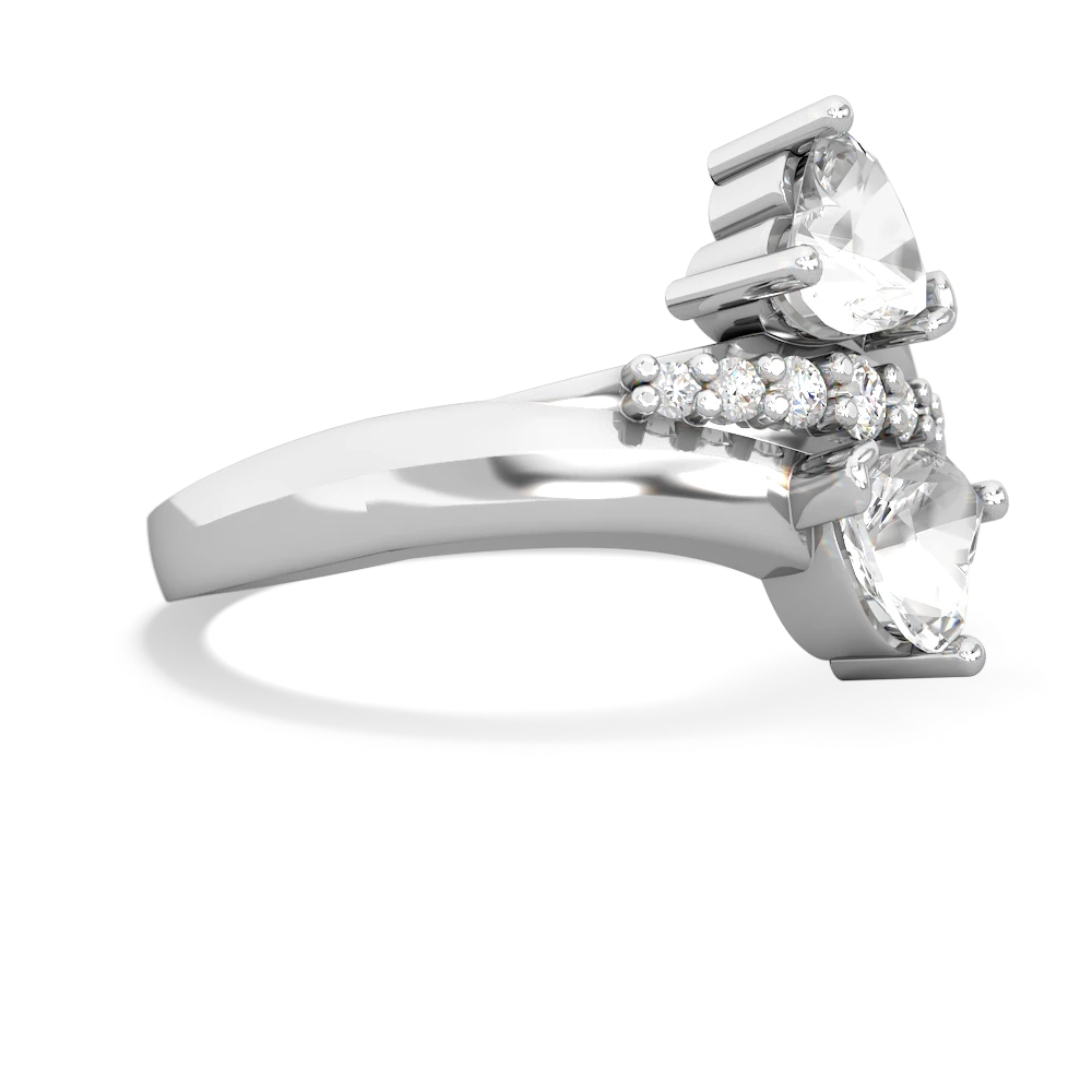 White Topaz Heart To Heart 14K White Gold ring R2064