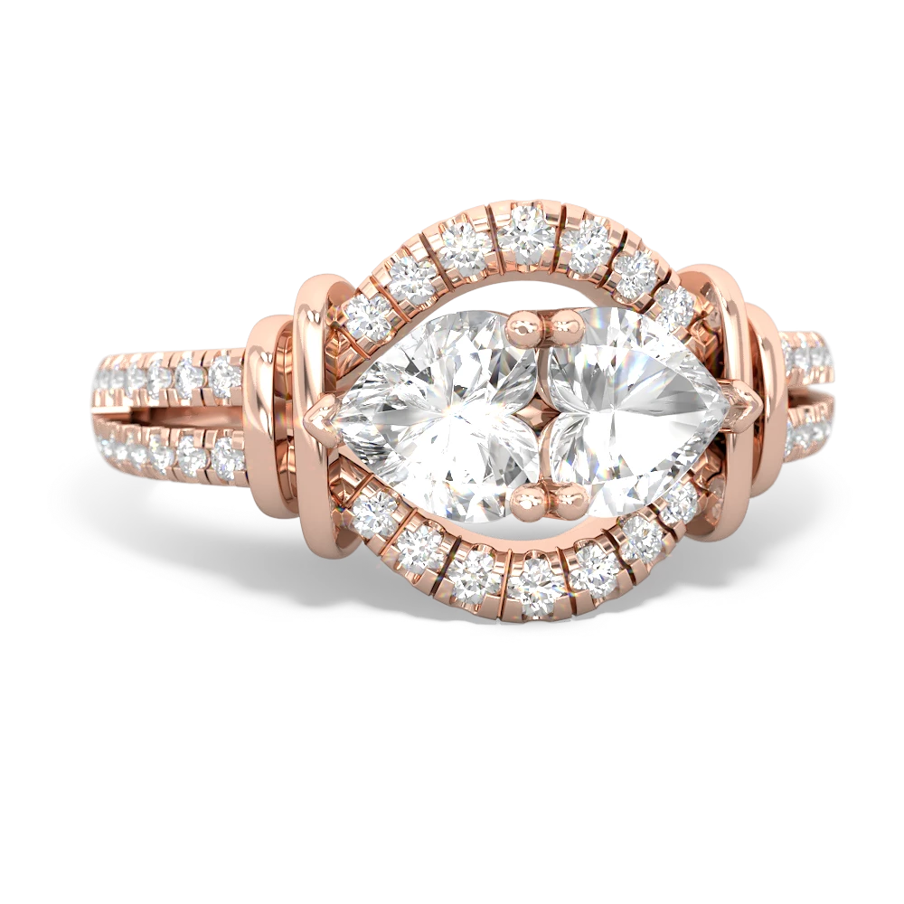 White Topaz Art-Deco Keepsake 14K Rose Gold ring R5630