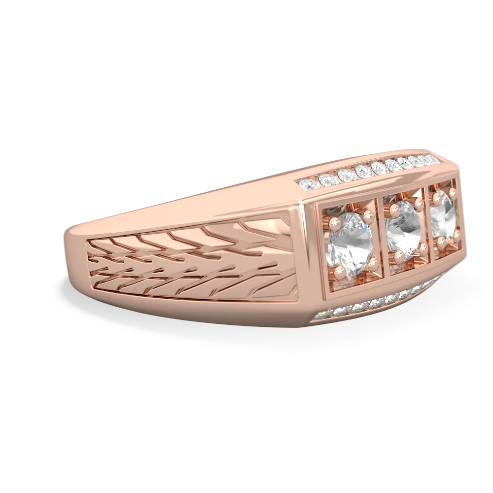 London Topaz Three Stone Tire Tread Men's 14K Rose Gold ring R0520