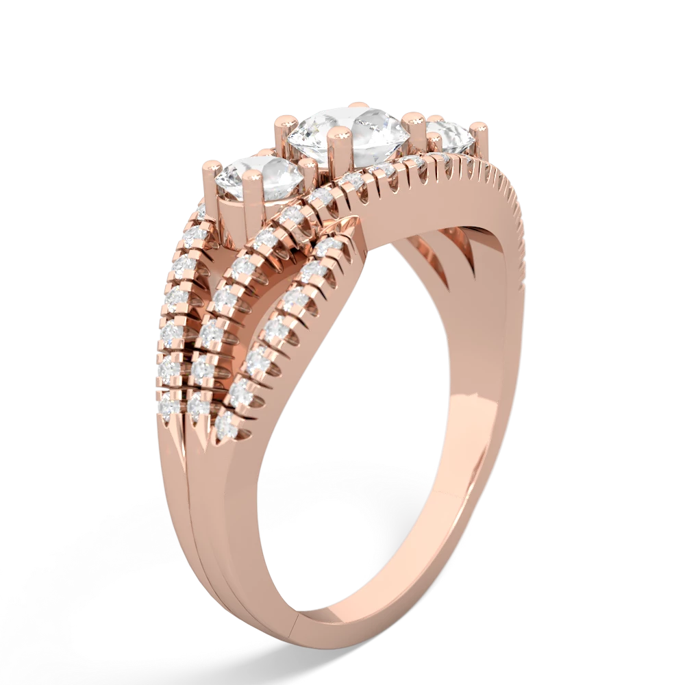 White Topaz Three Stone Aurora 14K Rose Gold ring R3080