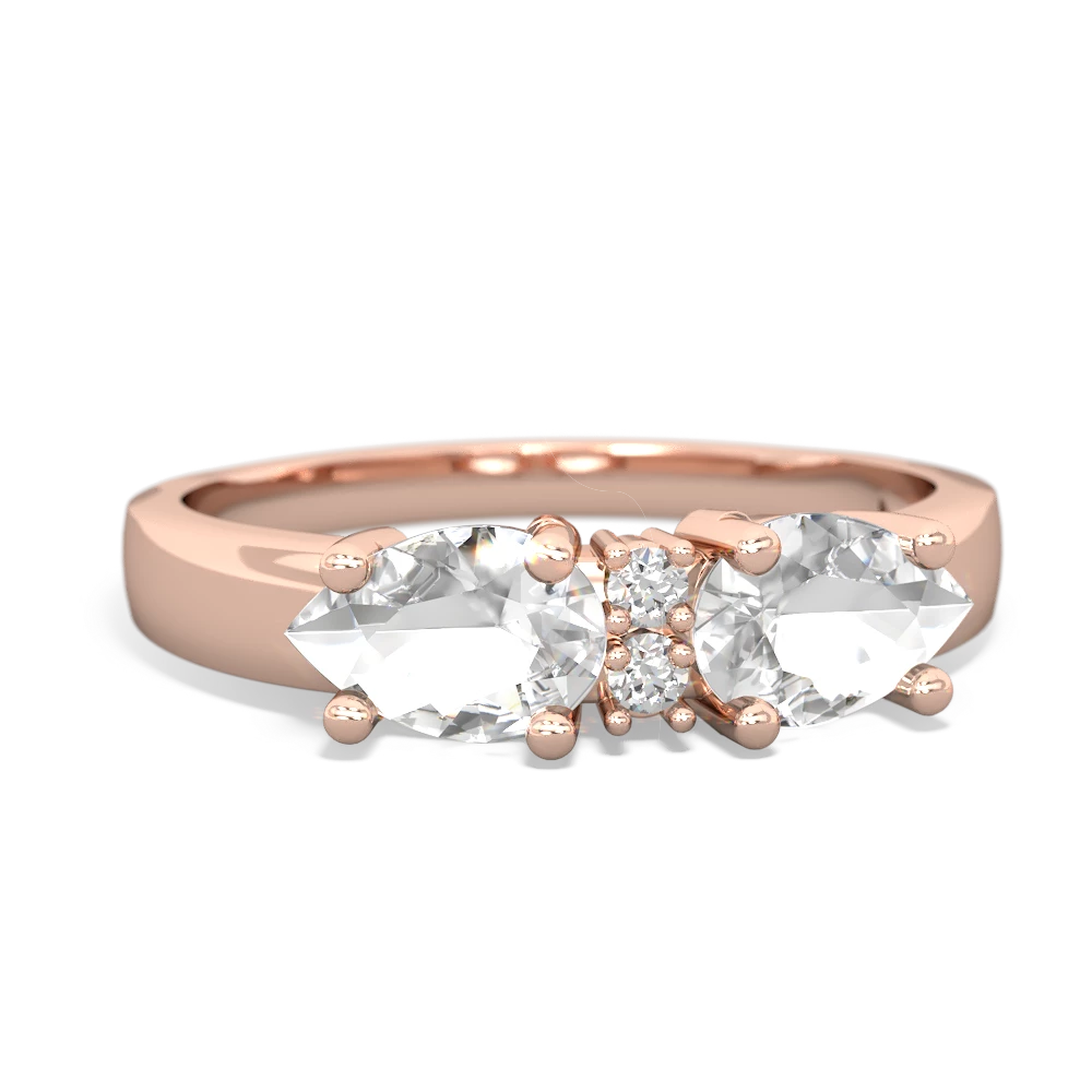 White Topaz Pear Bowtie 14K Rose Gold ring R0865