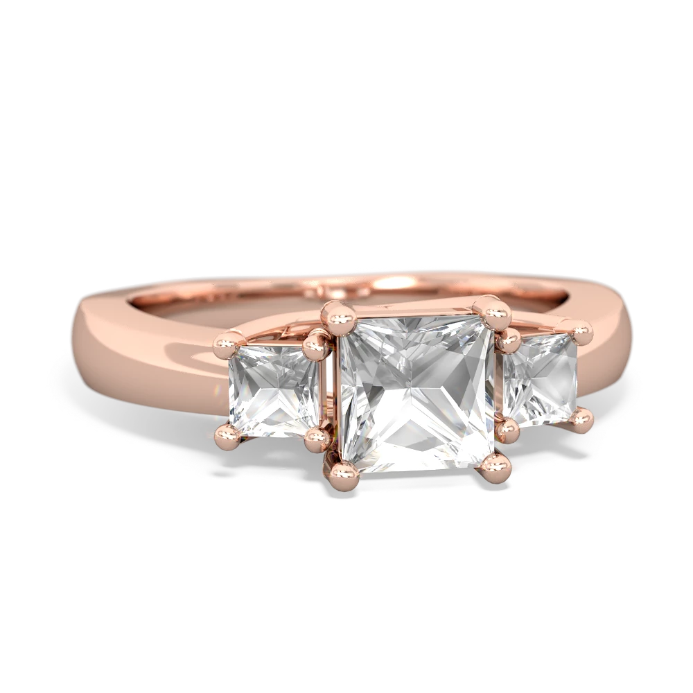 Lab Sapphire Three Stone Trellis 14K Rose Gold ring R4015