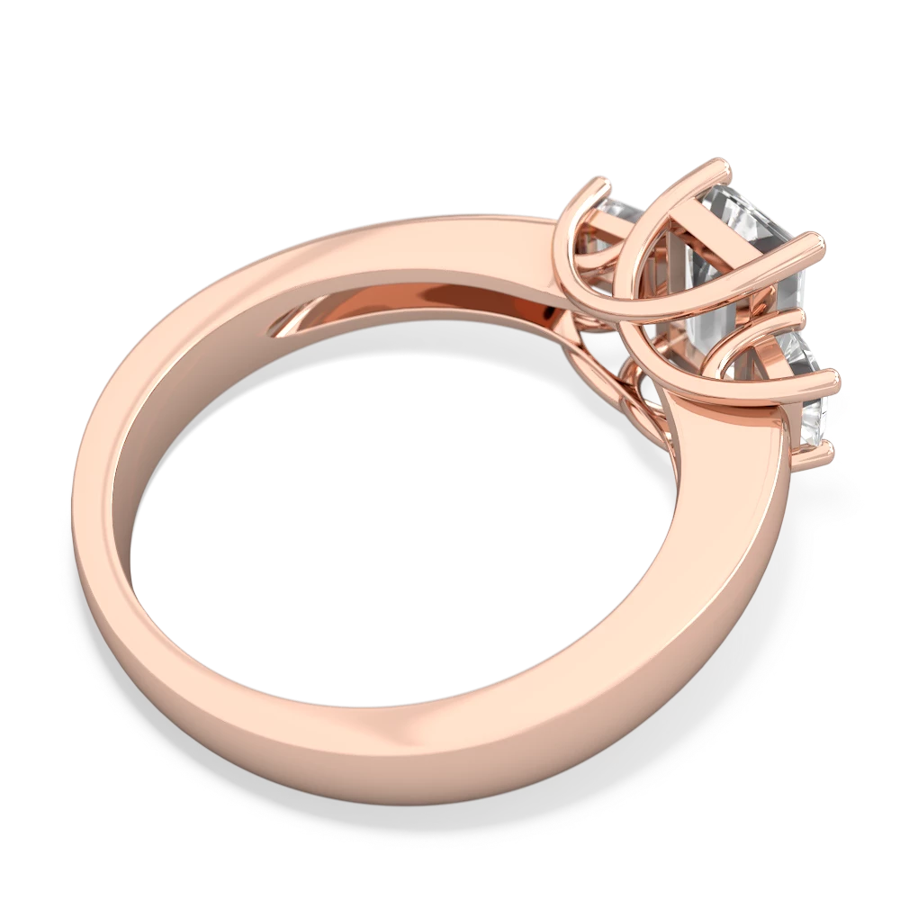 Smoky Quartz Three Stone Emerald-Cut Trellis 14K Rose Gold ring R4021