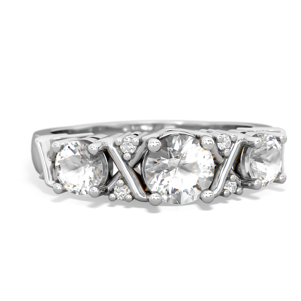 White Topaz Hugs And Kisses 14K White Gold ring R5016