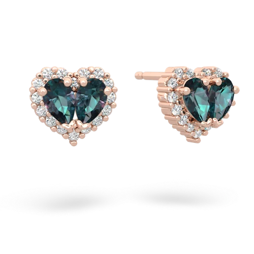 alexandrite-alexandrite halo-heart earrings