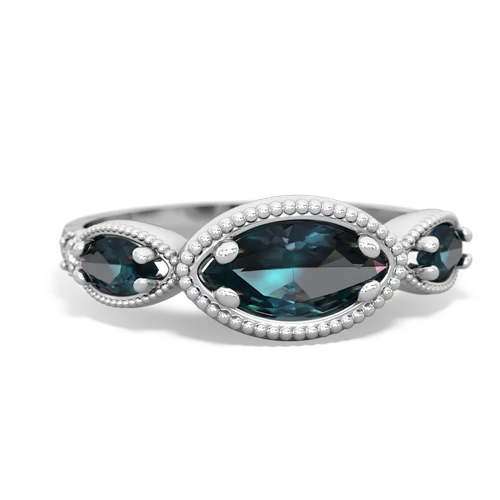 sapphire-tanzanite milgrain marquise ring