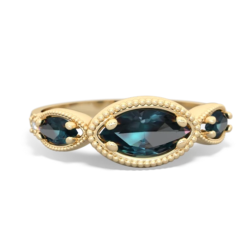 tourmaline-blue topaz milgrain marquise ring