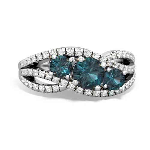 turquoise-fire opal three stone pave ring