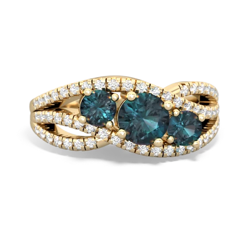 turquoise-lab emerald three stone pave ring
